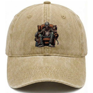 Funny #1 Dad Zombie Horror Washed Cotton Baseball Cap Halloween Family Father Gift