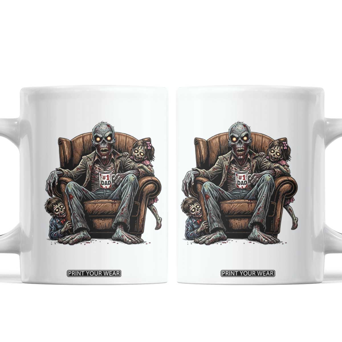Funny #1 Dad Zombie Horror Coffee Mug Halloween Family Father Gift
