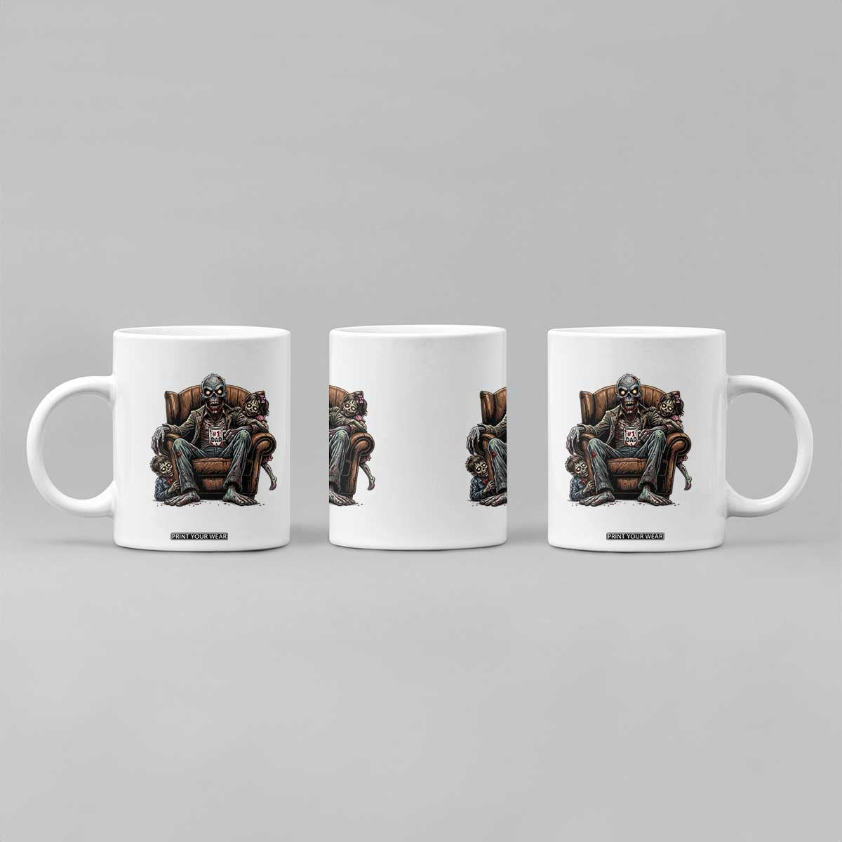 Funny #1 Dad Zombie Horror Coffee Mug Halloween Family Father Gift