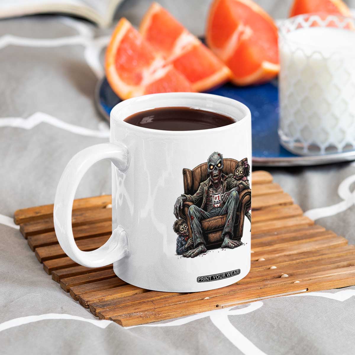 Funny #1 Dad Zombie Horror Coffee Mug Halloween Family Father Gift
