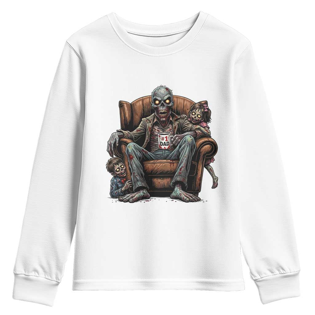 Funny #1 Dad Zombie Horror Youth Sweatshirt Halloween Family Father Gift