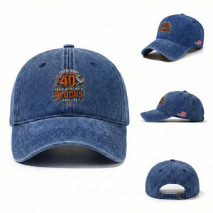 Funny 40th Birthday Mechanic Washed Cotton Baseball Cap This Is What 40 And Playing With Blocks Looks Like