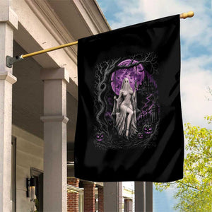 Mystical Ghost Girl Halloween Garden Flag Gothic Purple Moon Haunted Castle Art