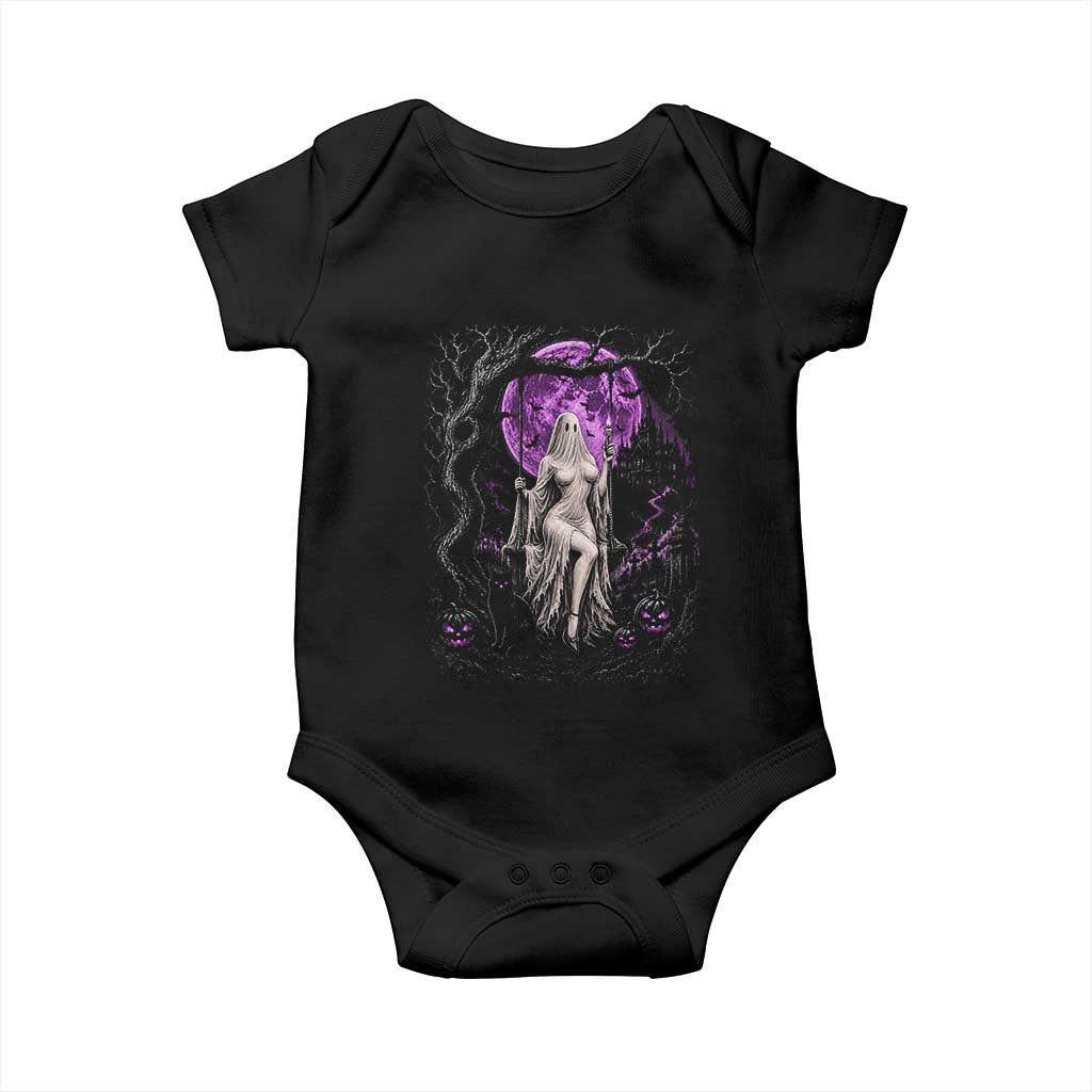 Mystical Ghost Girl Halloween Baby Onesie Gothic Purple Moon Haunted Castle Art
