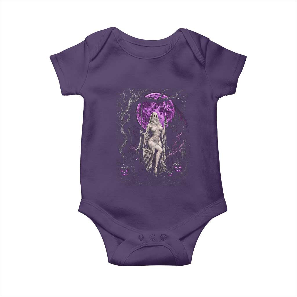 Mystical Ghost Girl Halloween Baby Onesie Gothic Purple Moon Haunted Castle Art