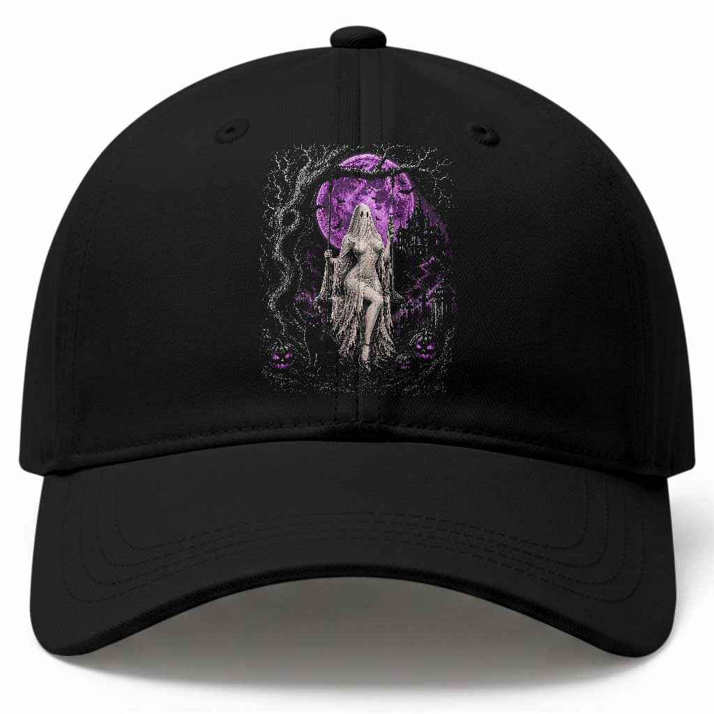 Mystical Ghost Girl Halloween Baseball Cap Gothic Purple Moon Haunted Castle Art TS12 Print Your Wear