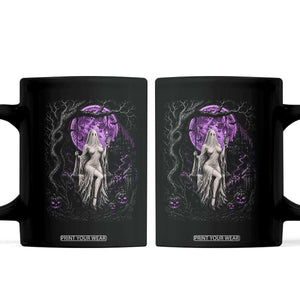 Mystical Ghost Girl Halloween Coffee Mug Gothic Purple Moon Haunted Castle Art TS12 Black Print Your Wear