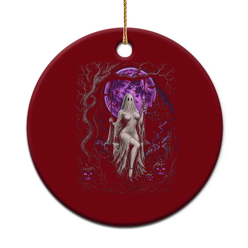 Mystical Ghost Girl Halloween Ceramic Ornament Gothic Purple Moon Haunted Castle Art TS12 1pc Red Print Your Wear