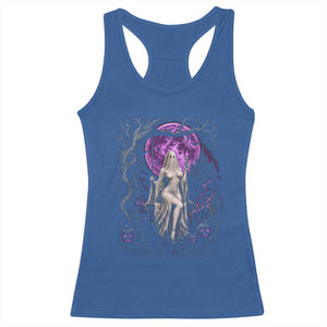 Mystical Ghost Girl Halloween Racerback Tank Top Gothic Purple Moon Haunted Castle Art