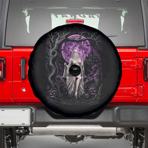 Mystical Ghost Girl Halloween Spare Tire Cover Gothic Purple Moon Haunted Castle Art TS12 Black Print Your Wear