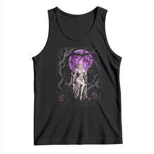 Mystical Ghost Girl Halloween Tank Top Gothic Purple Moon Haunted Castle Art
