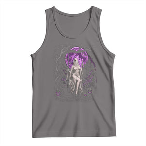 Mystical Ghost Girl Halloween Tank Top Gothic Purple Moon Haunted Castle Art