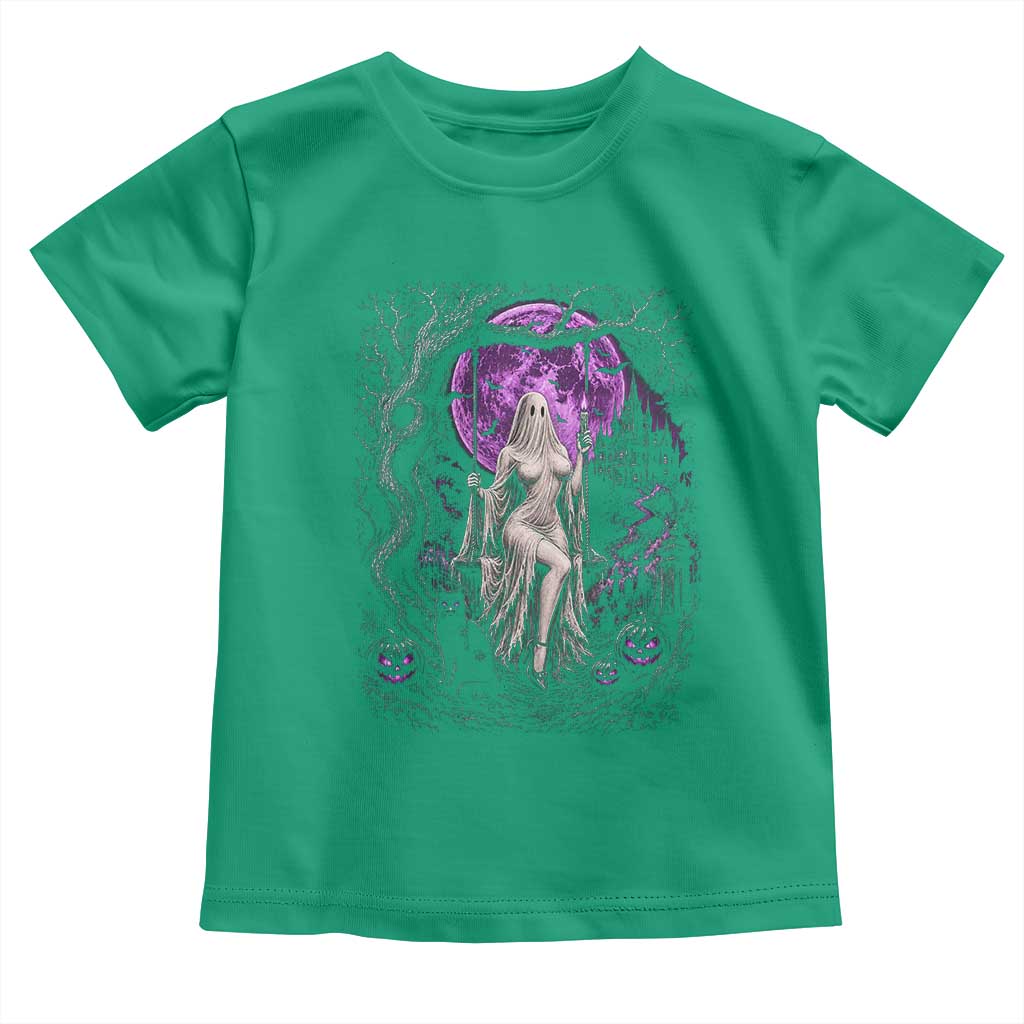Mystical Ghost Girl Halloween Toddler T Shirt Gothic Purple Moon Haunted Castle Art