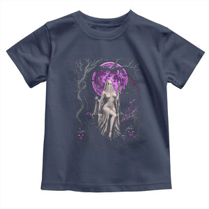 Mystical Ghost Girl Halloween Toddler T Shirt Gothic Purple Moon Haunted Castle Art