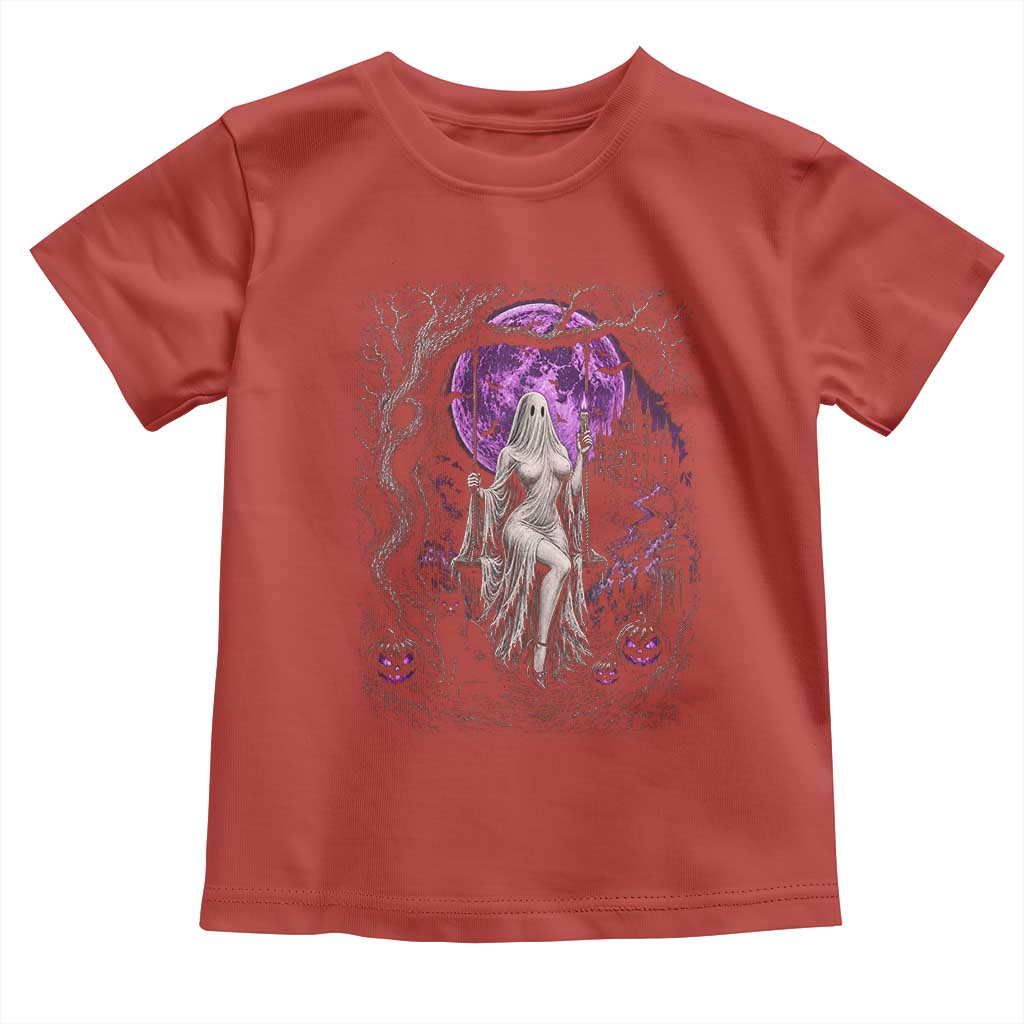 Mystical Ghost Girl Halloween Toddler T Shirt Gothic Purple Moon Haunted Castle Art
