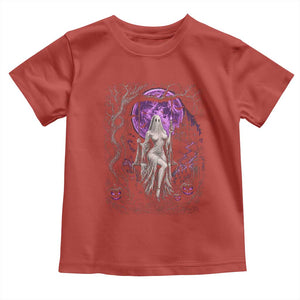 Mystical Ghost Girl Halloween Toddler T Shirt Gothic Purple Moon Haunted Castle Art