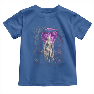 Mystical Ghost Girl Halloween Toddler T Shirt Gothic Purple Moon Haunted Castle Art