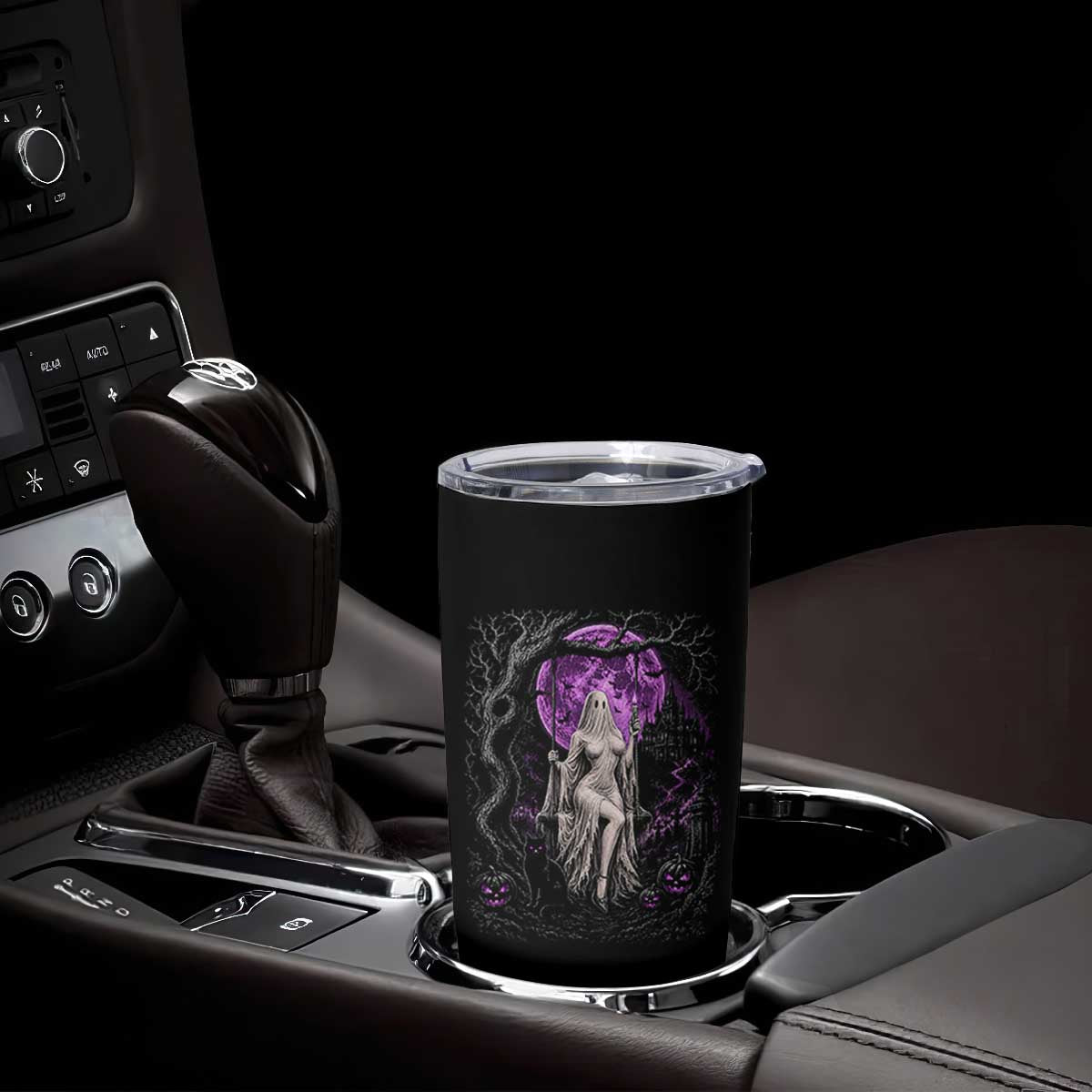 Mystical Ghost Girl Halloween Tumbler Cup Gothic Purple Moon Haunted Castle Art TS12 Print Your Wear
