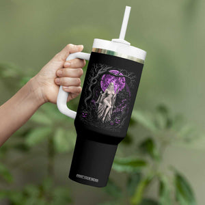 Mystical Ghost Girl Halloween Tumbler With Handle Gothic Purple Moon Haunted Castle Art TS12 Print Your Wear