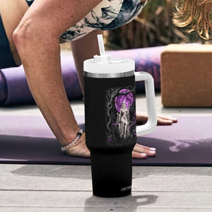 Mystical Ghost Girl Halloween Tumbler With Handle Gothic Purple Moon Haunted Castle Art TS12 Print Your Wear