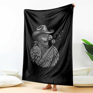 Funny Cowboy Hoatzin Throw Blanket Blowing Dandelion Western Bird Gift
