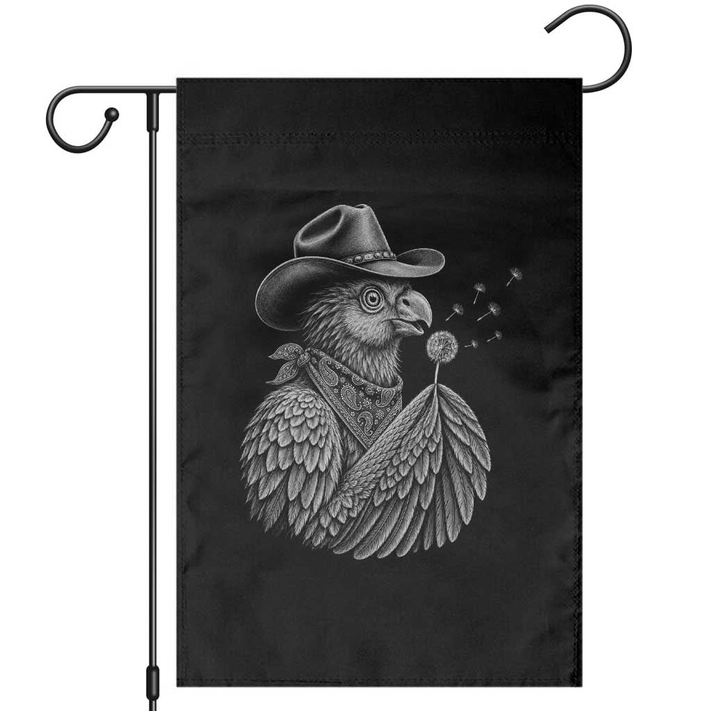 Funny Cowboy Hoatzin Garden Flag Blowing Dandelion Western Bird Gift TS12 Black Print Your Wear