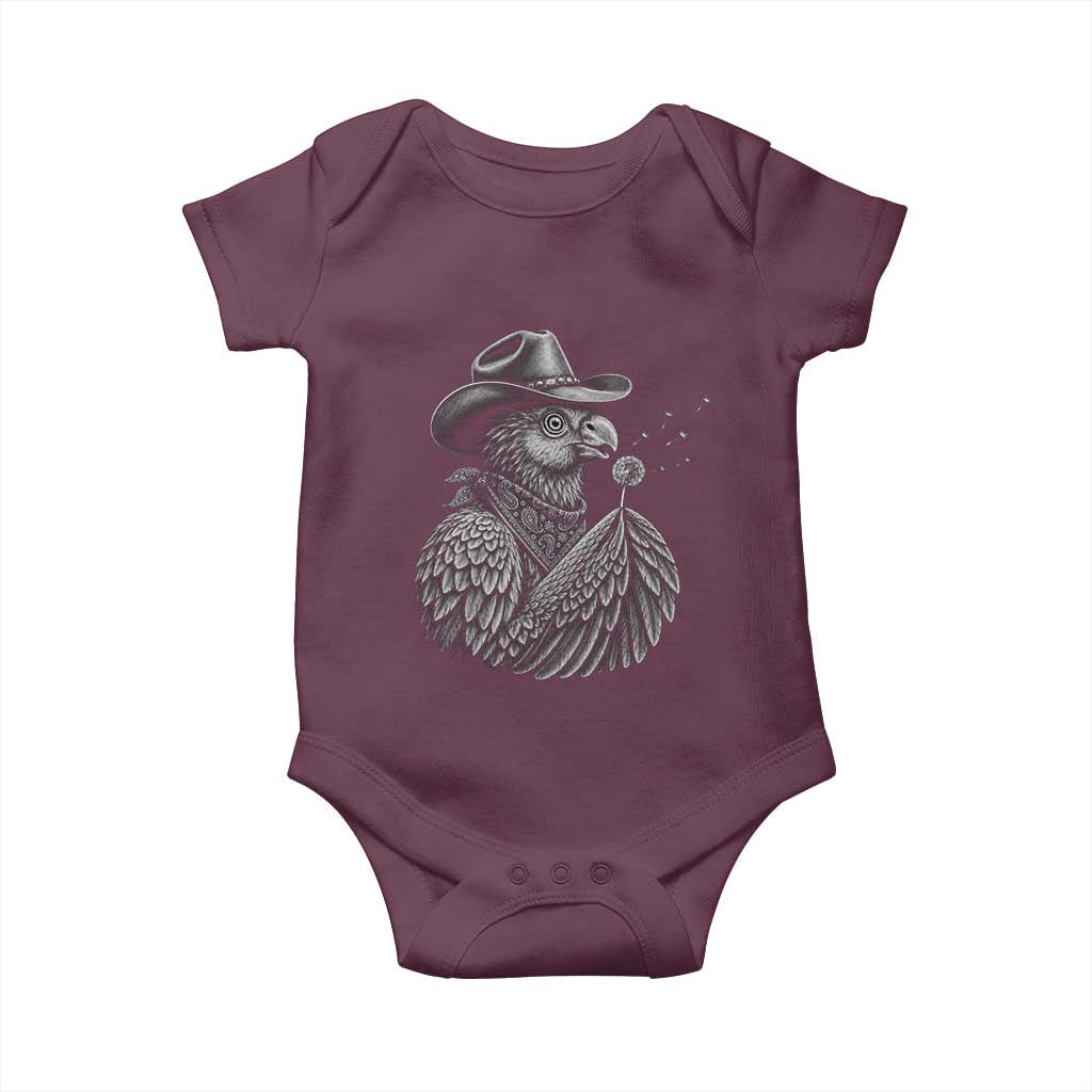 Funny Cowboy Hoatzin Baby Onesie Blowing Dandelion Western Bird Gift