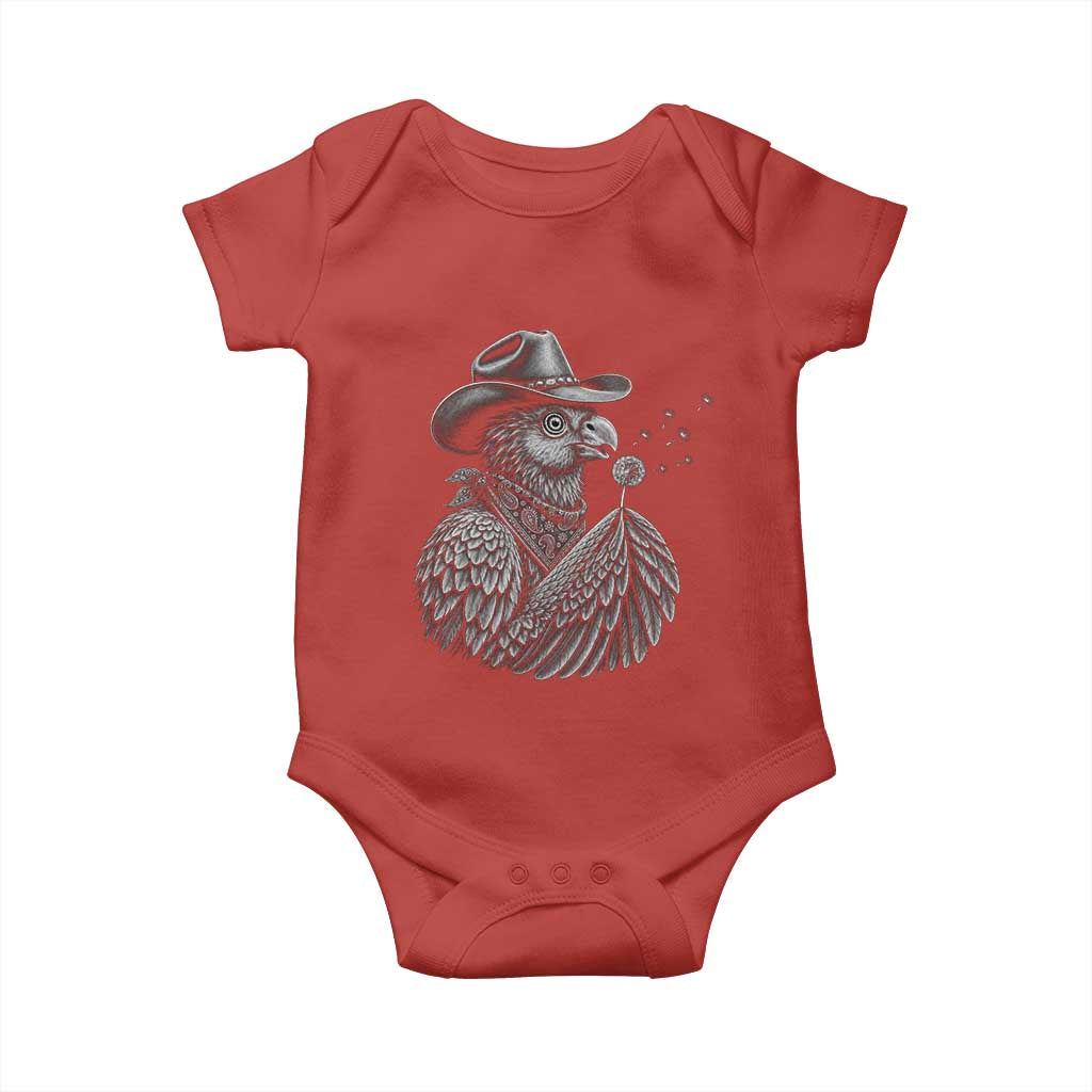 Funny Cowboy Hoatzin Baby Onesie Blowing Dandelion Western Bird Gift