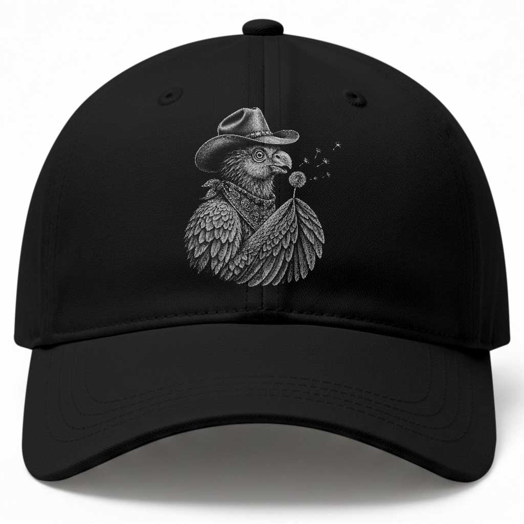 Funny Cowboy Hoatzin Baseball Cap Blowing Dandelion Western Bird Gift