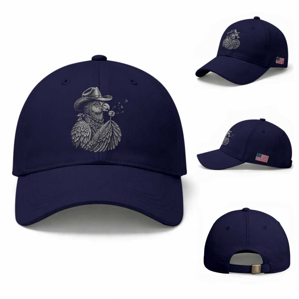 Funny Cowboy Hoatzin Baseball Cap Blowing Dandelion Western Bird Gift