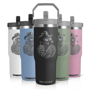 Funny Cowboy Hoatzin Flip Straw Tumbler Blowing Dandelion Western Bird Gift TS12 Print Your Wear