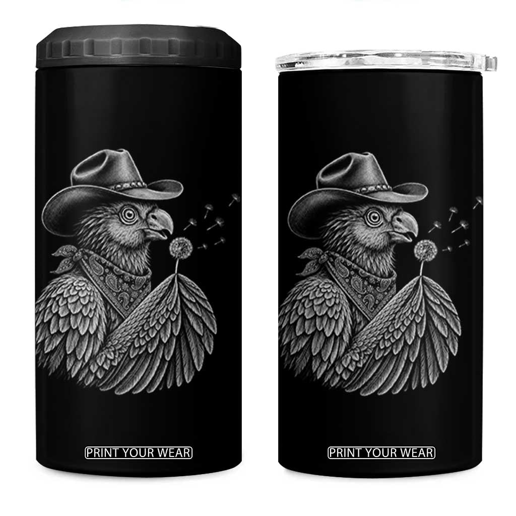 Funny Cowboy Hoatzin 4 in 1 Can Cooler Tumbler Blowing Dandelion Western Bird Gift TS12 One Size: 16 oz Black Print Your Wear