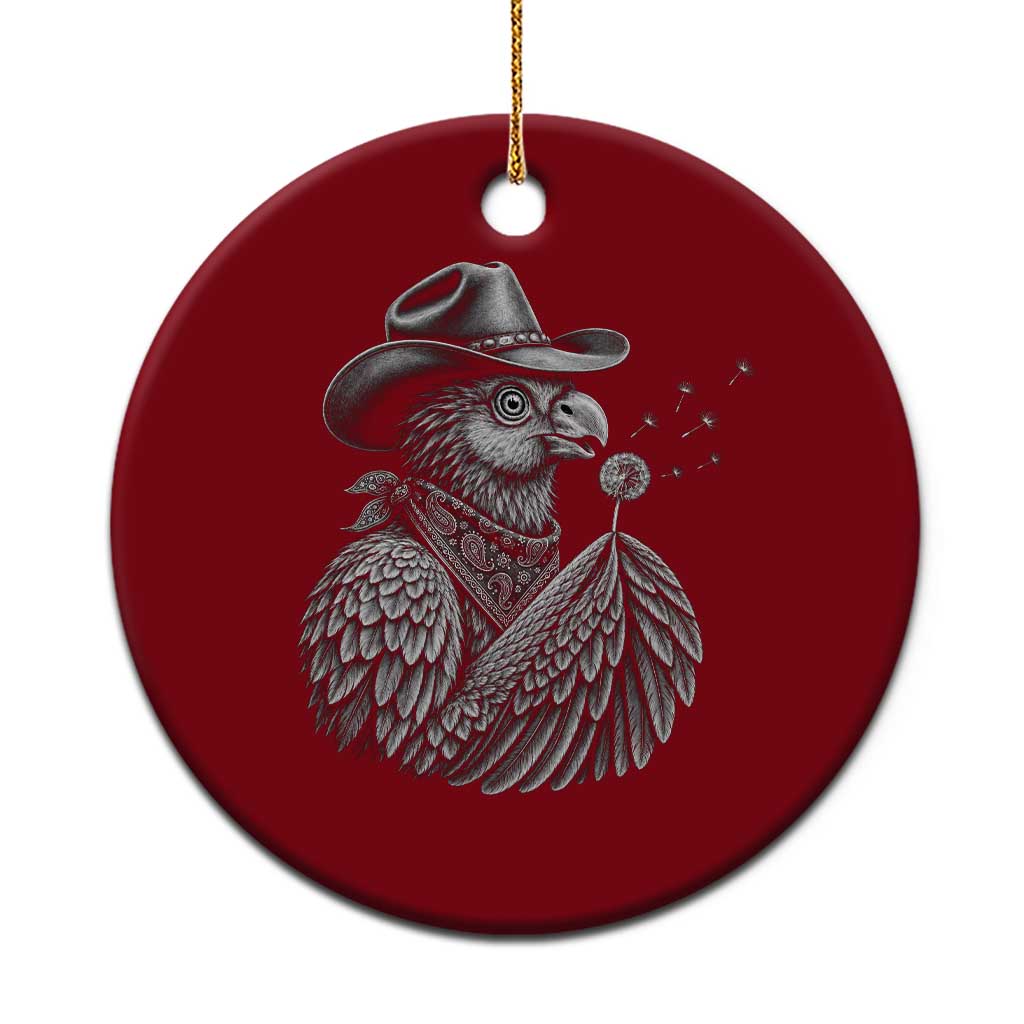 Funny Cowboy Hoatzin Ceramic Ornament Blowing Dandelion Western Bird Gift