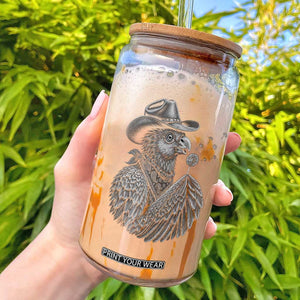 Funny Cowboy Hoatzin Glass Can Blowing Dandelion Western Bird Gift TS12 Black Print Your Wear