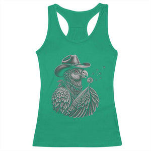 Funny Cowboy Hoatzin Racerback Tank Top Blowing Dandelion Western Bird Gift