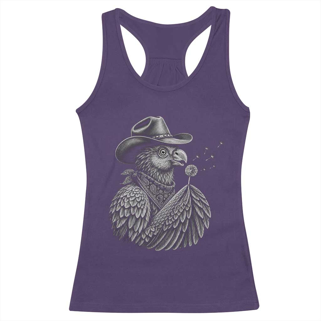 Funny Cowboy Hoatzin Racerback Tank Top Blowing Dandelion Western Bird Gift