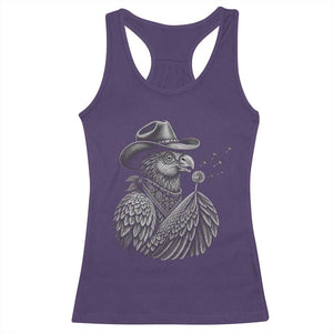 Funny Cowboy Hoatzin Racerback Tank Top Blowing Dandelion Western Bird Gift
