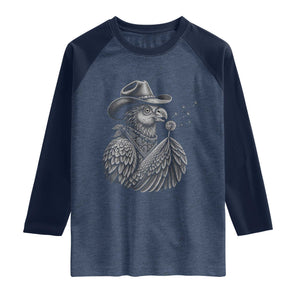 Funny Cowboy Hoatzin Raglan Shirt Blowing Dandelion Western Bird Gift