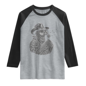 Funny Cowboy Hoatzin Raglan Shirt Blowing Dandelion Western Bird Gift