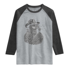 Funny Cowboy Hoatzin Raglan Shirt Blowing Dandelion Western Bird Gift