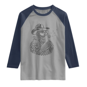 Funny Cowboy Hoatzin Raglan Shirt Blowing Dandelion Western Bird Gift