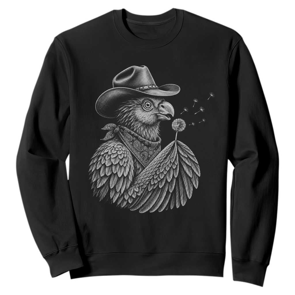 Funny Cowboy Hoatzin Sweatshirt Blowing Dandelion Western Bird Gift