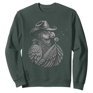 Funny Cowboy Hoatzin Sweatshirt Blowing Dandelion Western Bird Gift