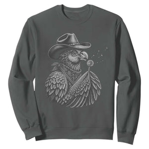 Funny Cowboy Hoatzin Sweatshirt Blowing Dandelion Western Bird Gift