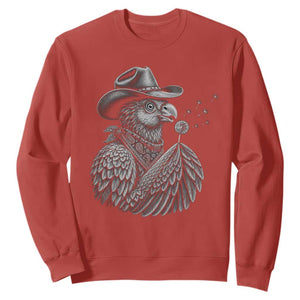 Funny Cowboy Hoatzin Sweatshirt Blowing Dandelion Western Bird Gift