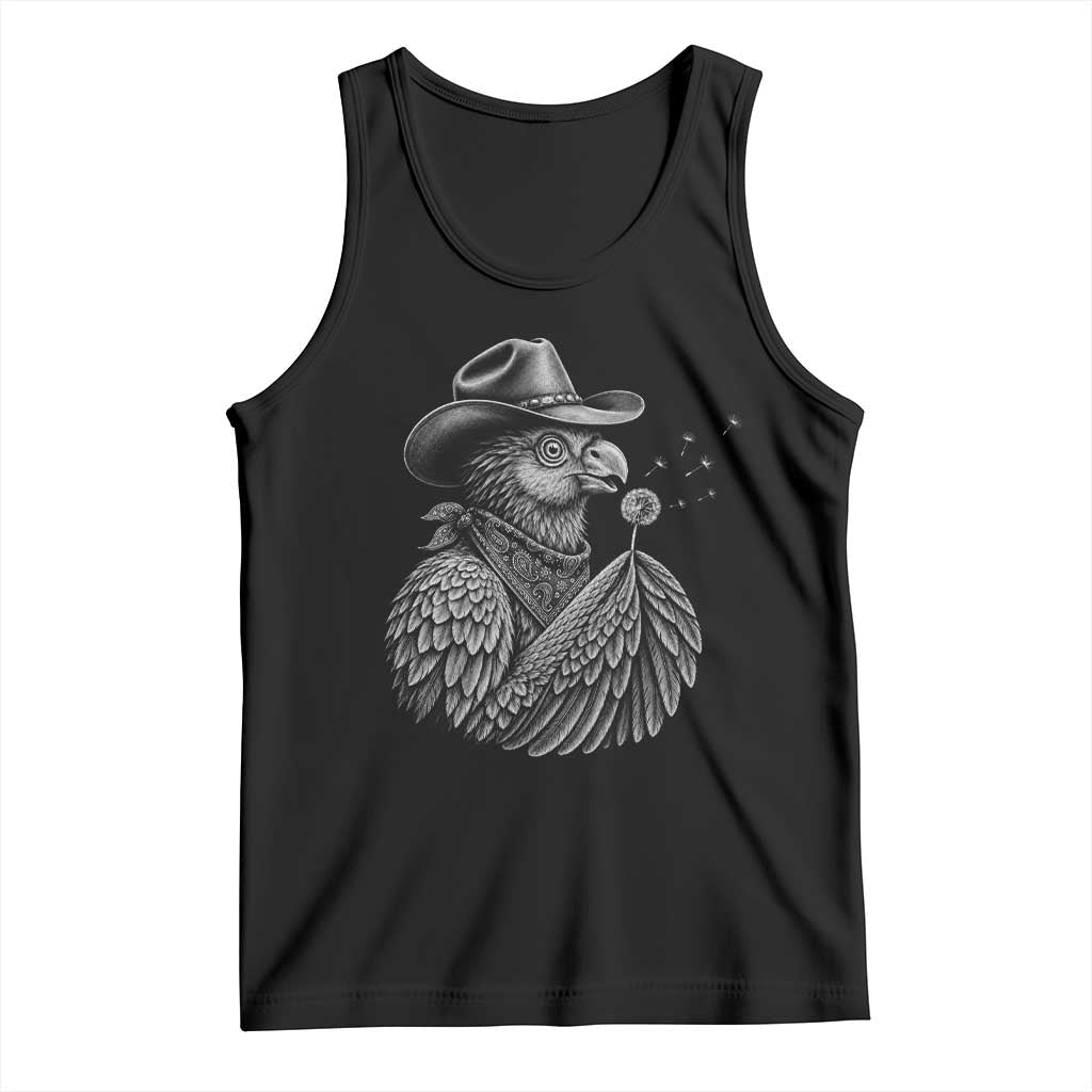 Funny Cowboy Hoatzin Tank Top Blowing Dandelion Western Bird Gift TS12 Black Print Your Wear