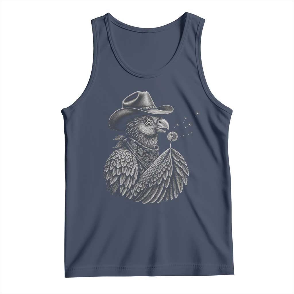Funny Cowboy Hoatzin Tank Top Blowing Dandelion Western Bird Gift