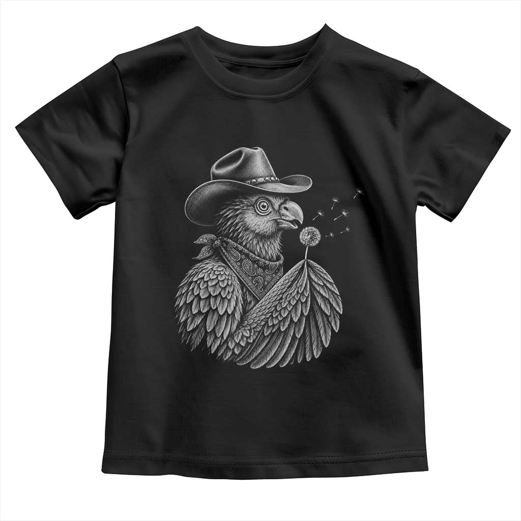 Funny Cowboy Hoatzin Toddler T Shirt Blowing Dandelion Western Bird Gift TS12 Black Print Your Wear