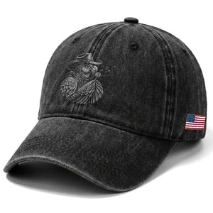 Funny Cowboy Hoatzin Washed Cotton Baseball Cap Blowing Dandelion Western Bird Gift