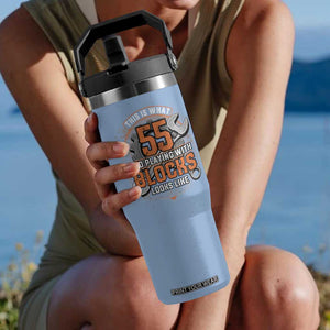 Funny 55th Birthday Mechanic Flip Straw Tumbler This Is What 55 And Playing With Blocks Looks Like TS12 One Size: 30 oz Light Blue Print Your Wear